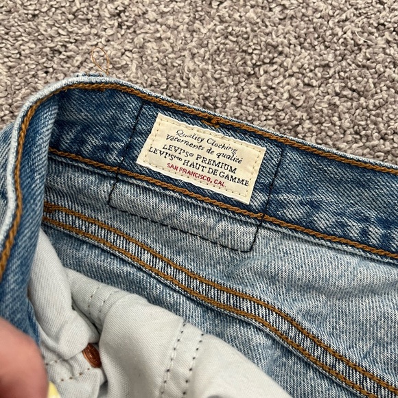 Levi's Blue Distressed Straight Leg Jeans - Picture 3 of 5